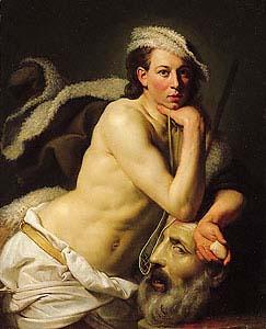 Johann Zoffany Self portrait as David with the head of Goliath, oil painting picture
